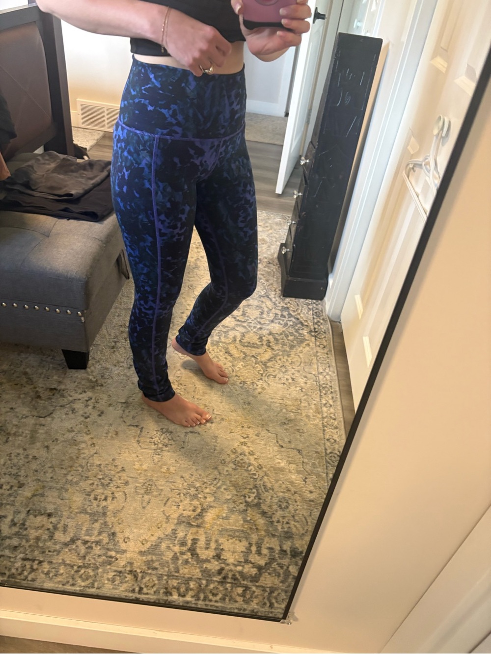 lululemon athletica Blue & Black Patterned High-Rise Leggings